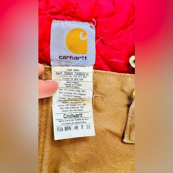 Men’s Carhartt Bib Overalls in Tan, size 44x32 - Picture 4 of 5